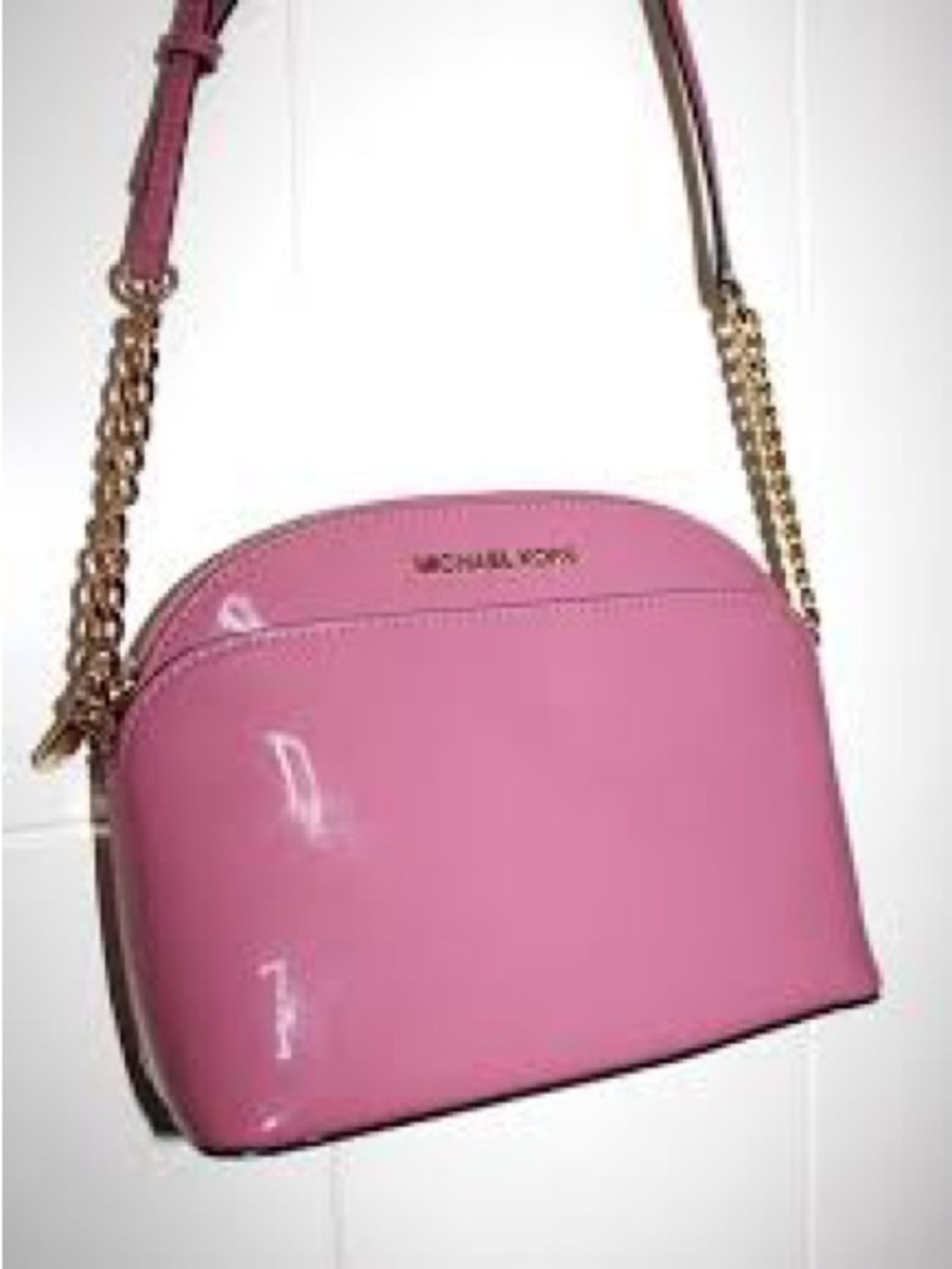 Michael Kors Fuchsia Patent Leather Crossbody with Gold Chain